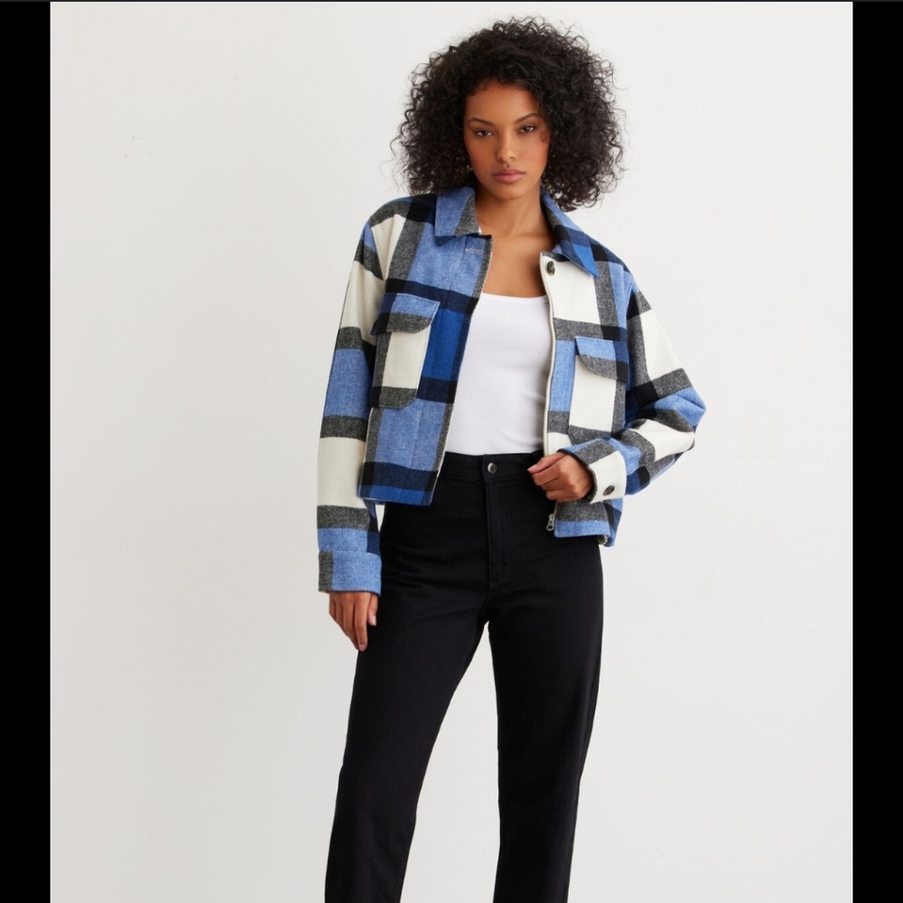 Dynamite Cropped Plaid Jacket